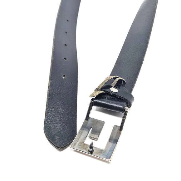 Guess Belt Womens Large Black Leather Silver Buckle Solid Vintage Y2K - Picture 4 of 10